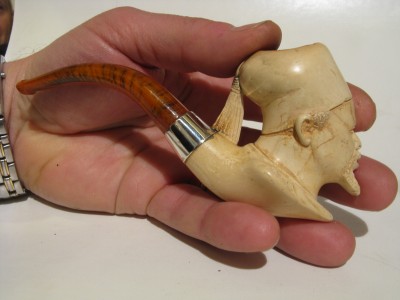 Antique pipe in Meerschaum and amber - Zuavo