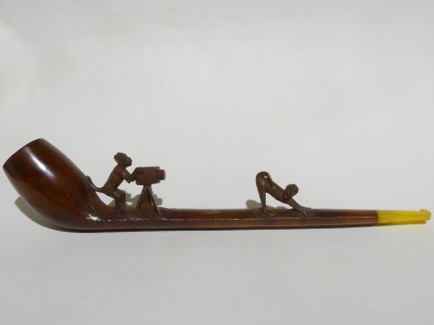 Antique French pipe with photography monkey