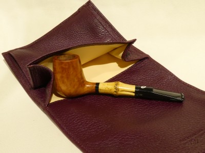 Lanzola porta tabacco doppia tasca - Cervo Bordeaux