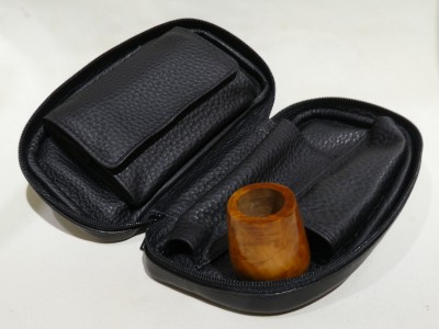 Lanzola trousse 2 pipe con porta tabacco separabile - Nero