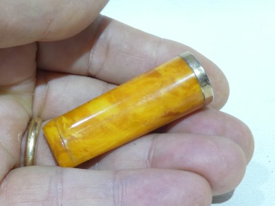 Cigar mouthpiece in amber and gold